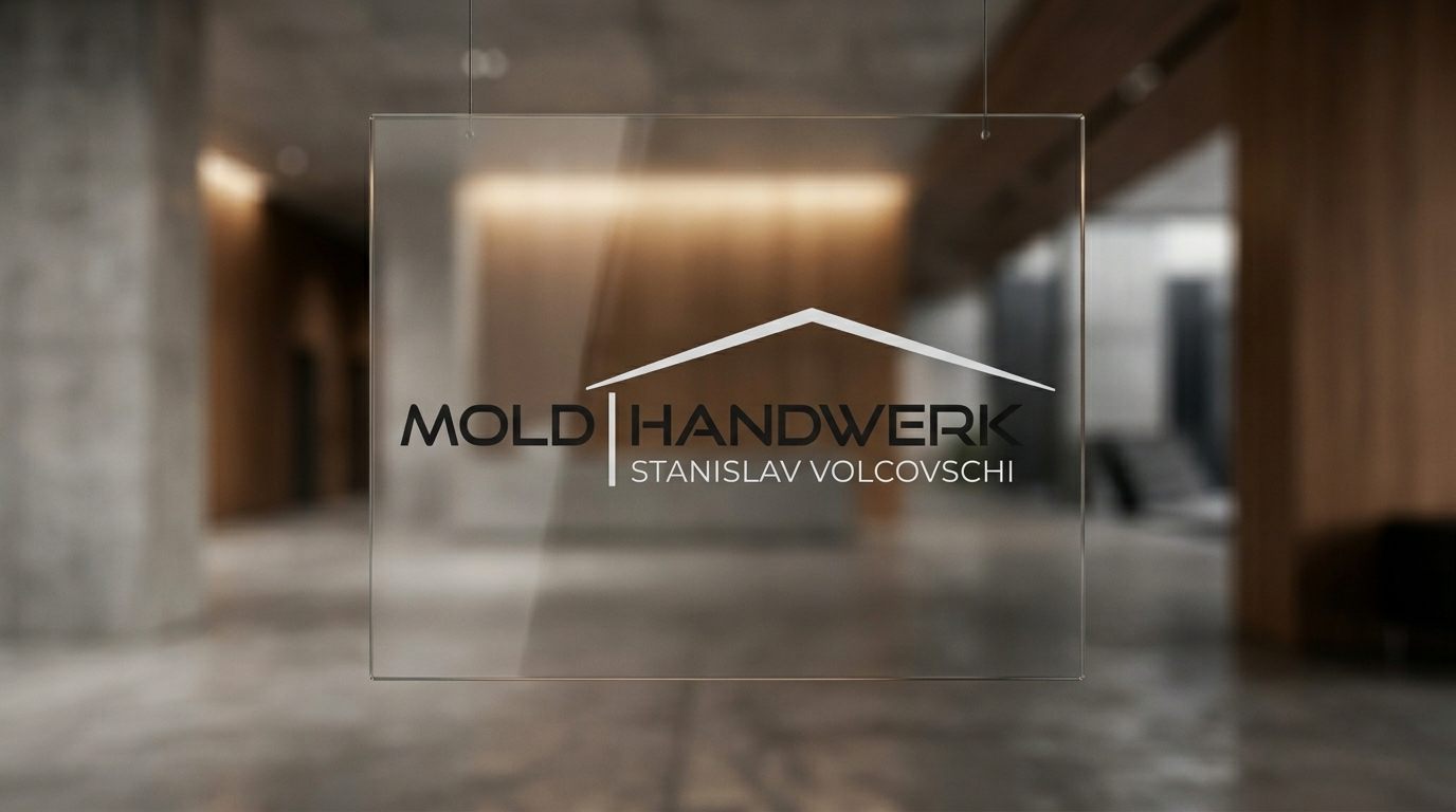 Moldhandwerk – Markenauftritt auf Glaswand in modernem Innenraum